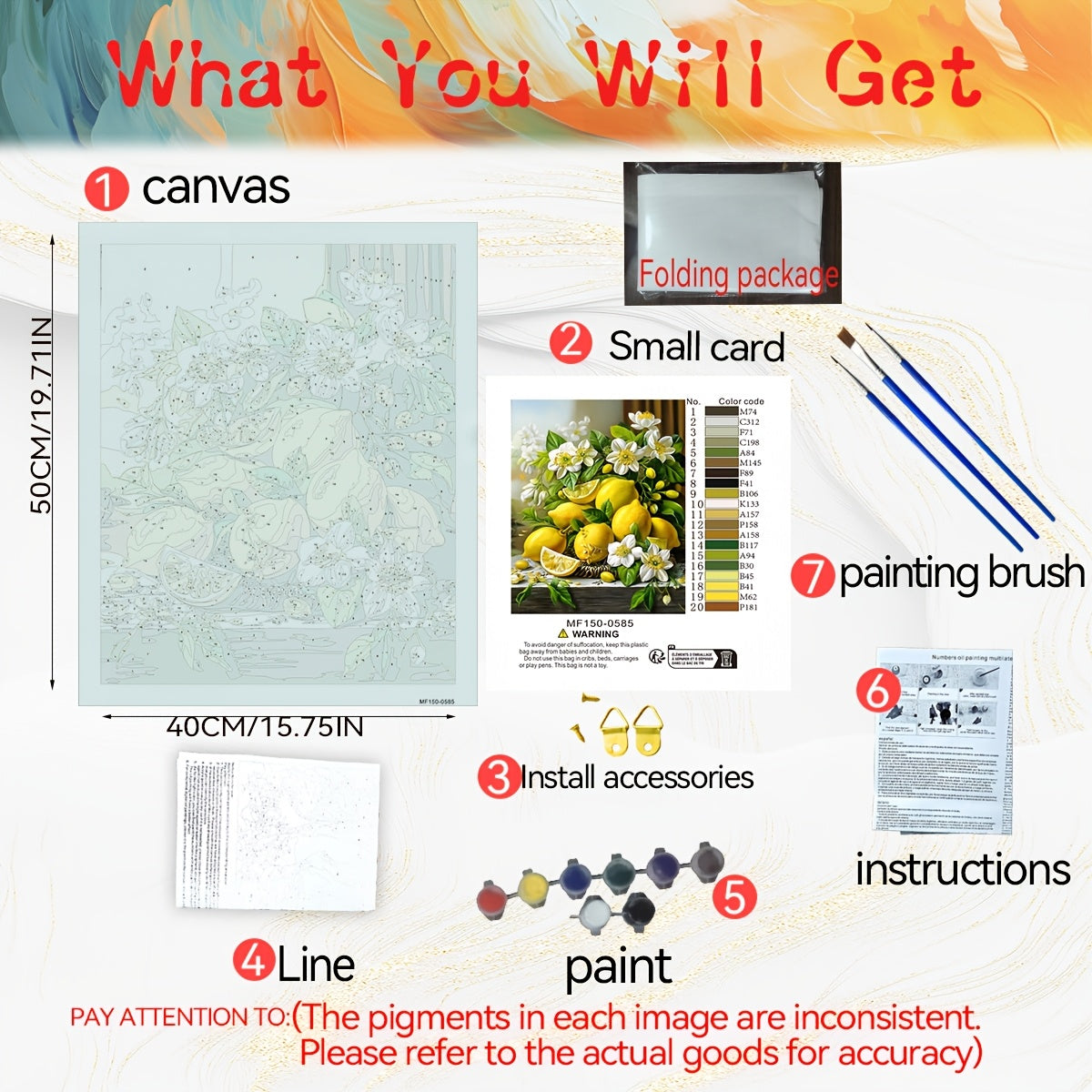 DIY Paint by Numbers Kit Lemon and Flowers for Beginners