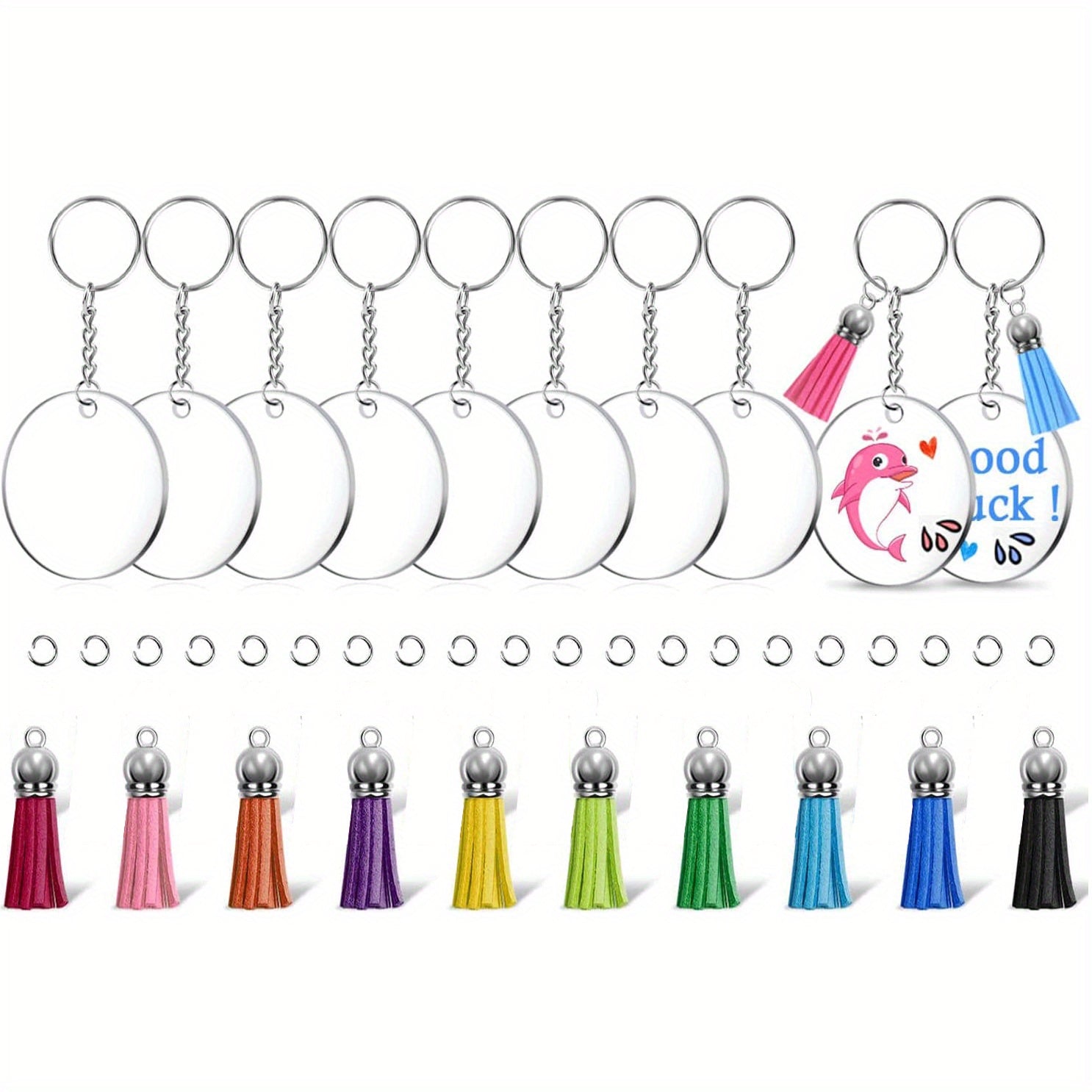 Acrylic Keychain Blanks Set with Hardware Supplies