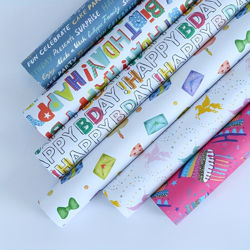 6pcs Mother's Christmas Halloween Easter Birthday Wrapping Paper Gift Wrap