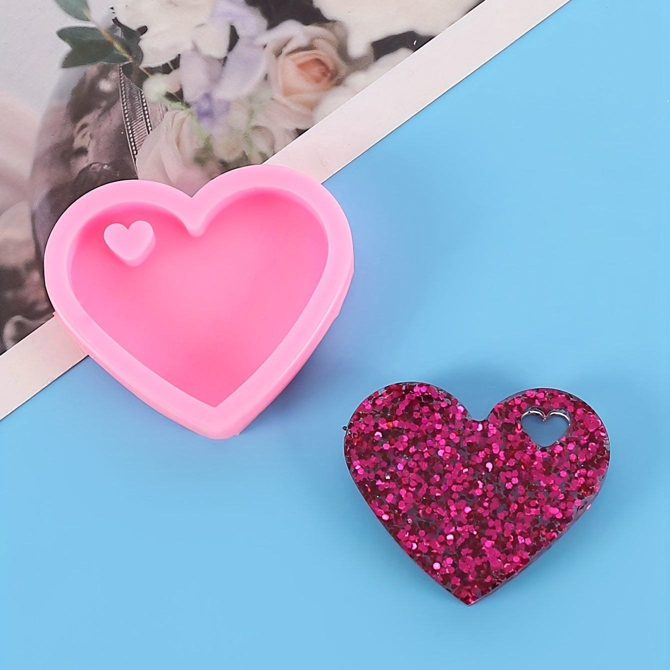Heart Pendant Keychain Silicone Mold for DIY Jewelry