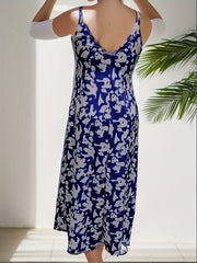  Tropical Print V Neck Maxi Cami Dress