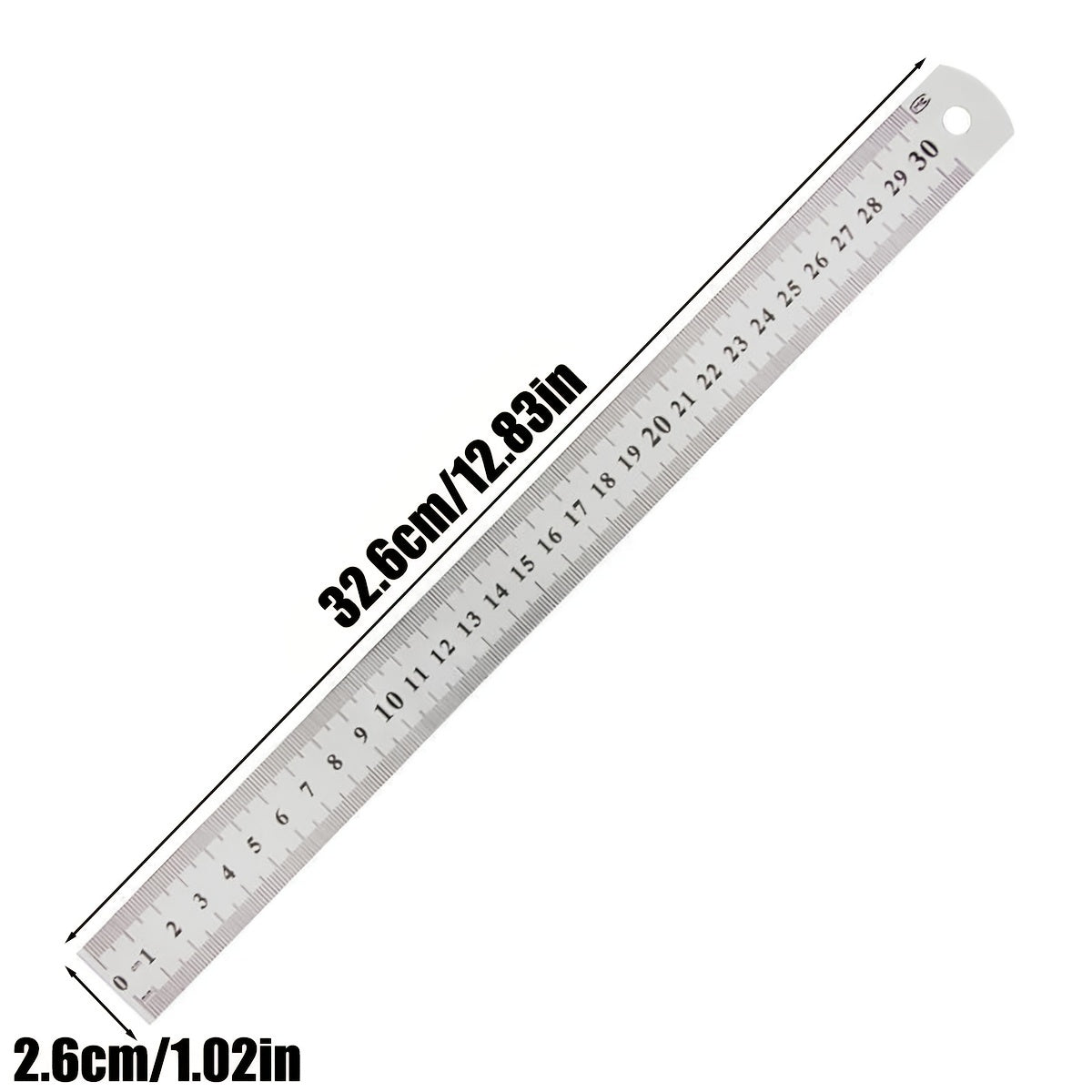 12in Stainless Steel Ruler for Student School Office