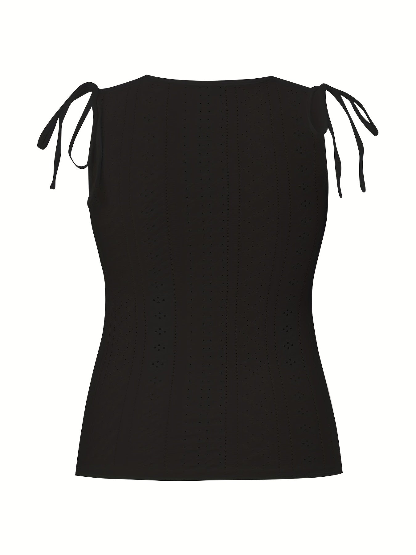  Casual Tank Top Women's Eyelet Embroidered Button Decor