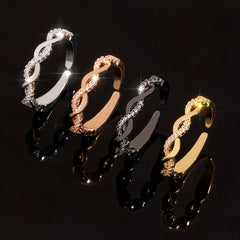 18K Plated Zircon Ring Adjustable Finger Size Jewelry For Men/Women