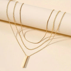 Geometric Pendant Necklace 18K Plated Jewelry