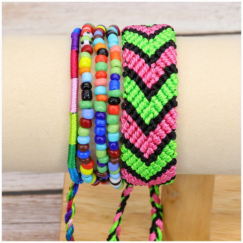 5-Piece Rainbow Bracelet Set Friendship Wristband Boho Bracelet for Friends