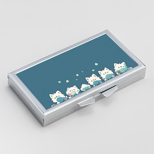 Cat Pill Organizer for Travel Sports Daily Use Metal Case for Vitamins