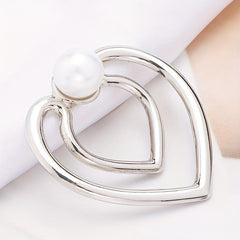 Heart Shape Scarf Buckle Faux Pearls Clothings Accessories