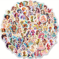 100 Princess Fairy Stickers Pack Waterproof Vinyl Cartoon Princess Girls Decals