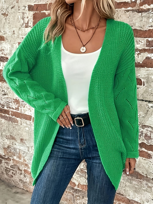  Eyelet Embroidered Open Cardigan Long Sleeve