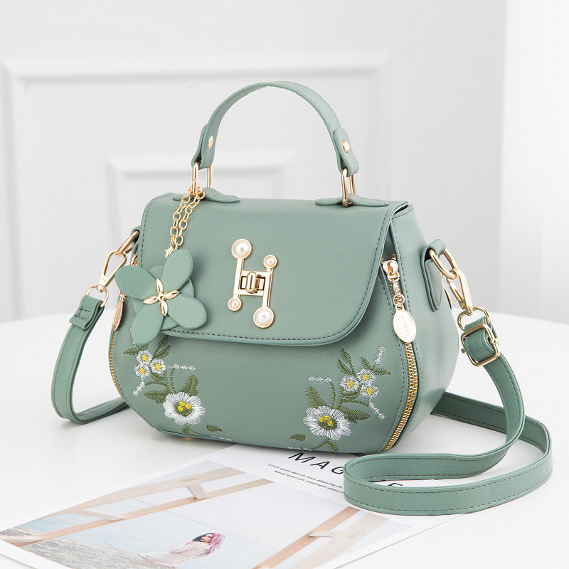 Floral Pattern Shoulder Bag Stylish Small Faux Leather Purse