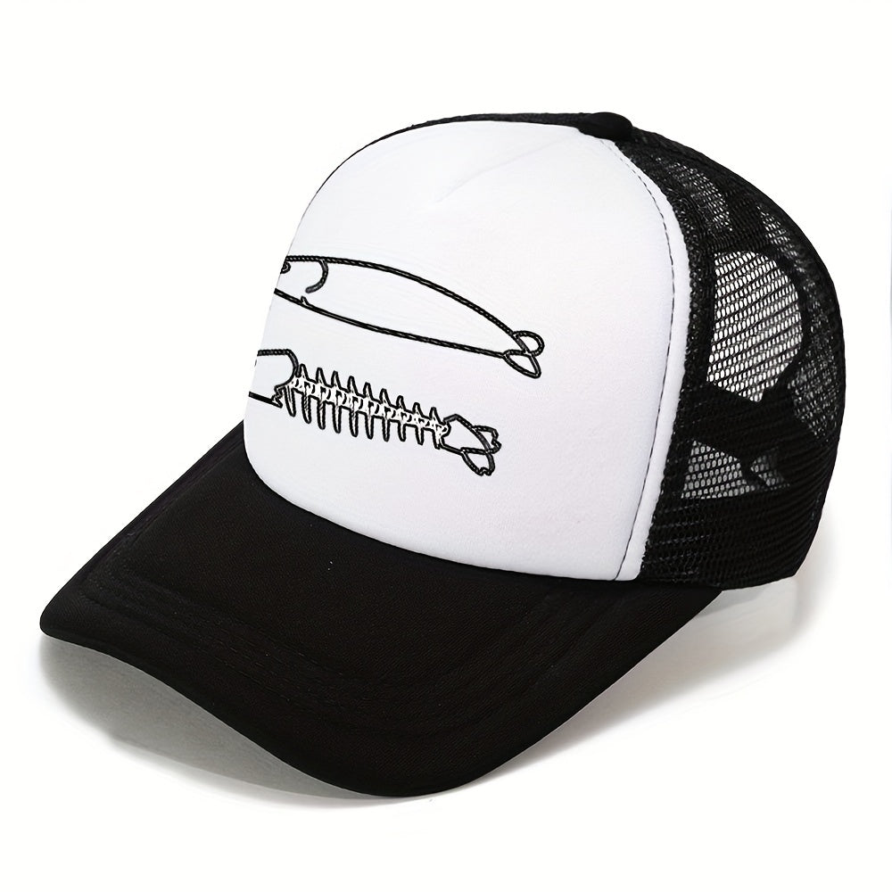 Fish Bones Pattern Baseball Cap for Outdoor Fishing