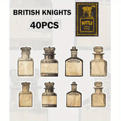 40pcs Paper Bottle Shape Stickers for DIY Scrapbooks Journals & Albums