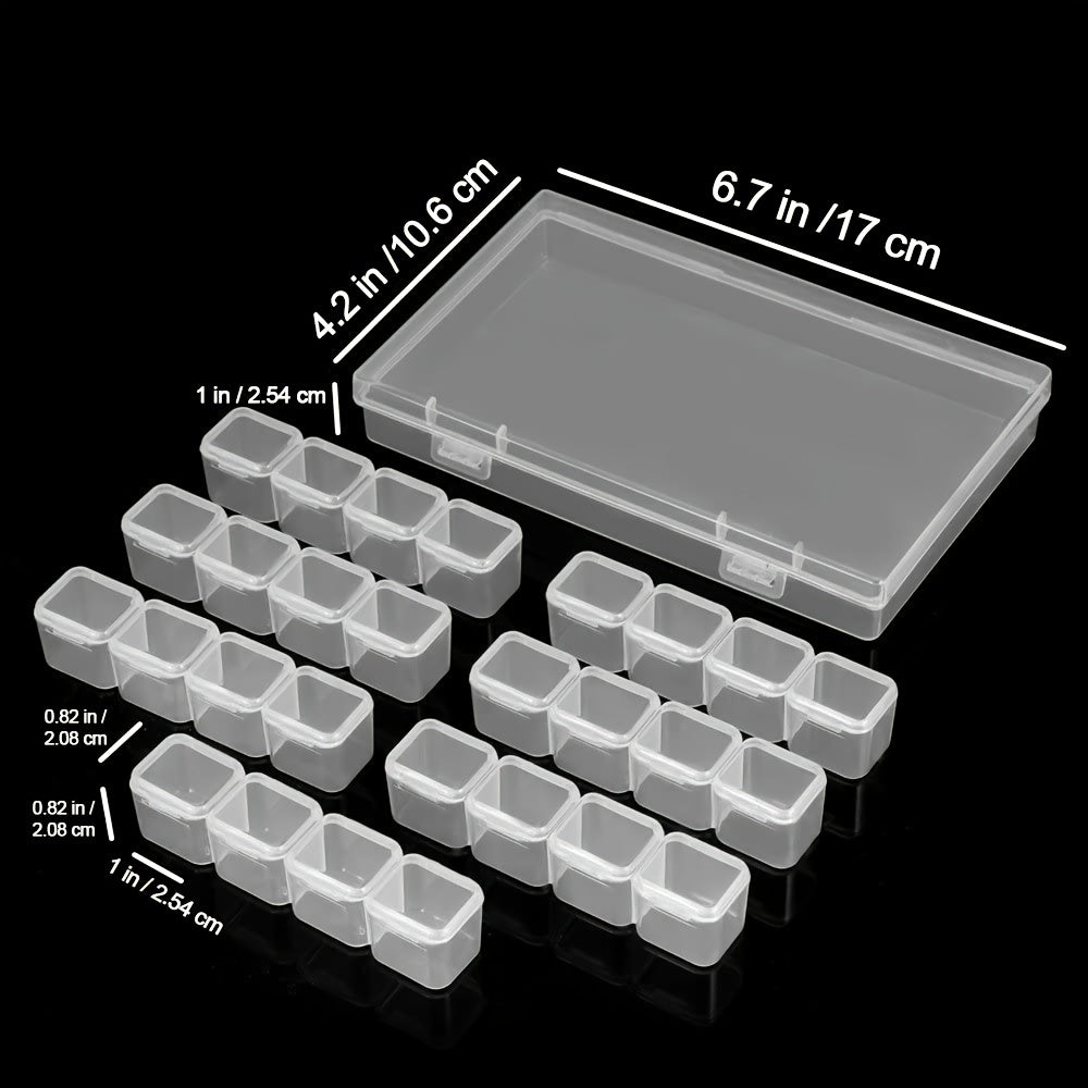 3pcs Diamond Painting Embroidery Box 28 Grids Plastic Storage Containers