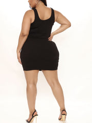  Solid Round Neck Tank Dress