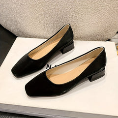 Women's Low Heel Square Toe Slip On Shoes