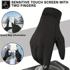 Windproof Waterproof Cycling Gloves Touch Screen Reflective Strip