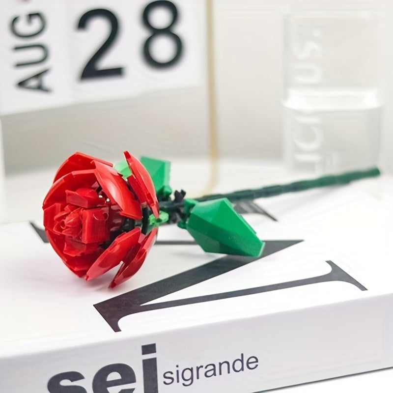 Building Block Flower Assembly Rose Gift DIY Eternal Flower