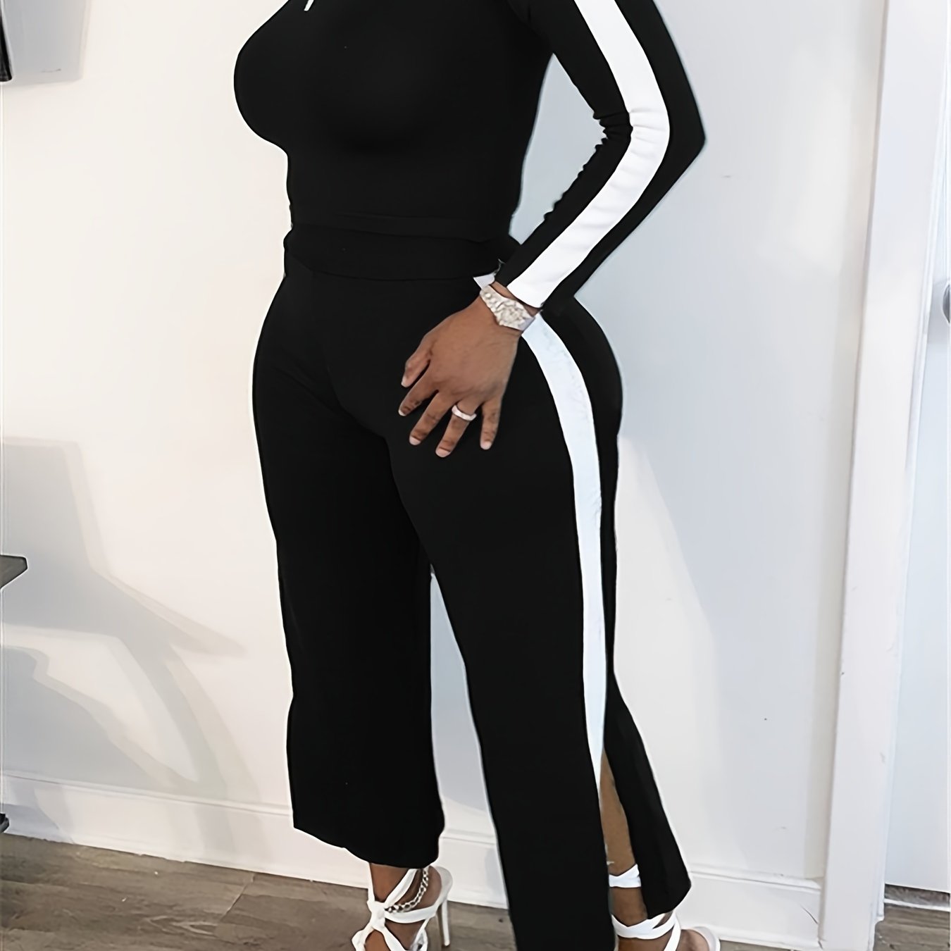  Colorblock Long Sleeve Top & Pants Set