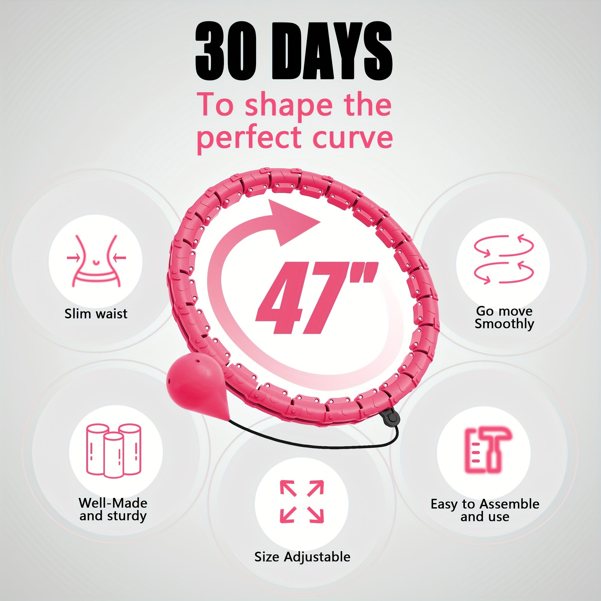 Adjustable Detachable Exercise Hoop 2 in 1 Waist Training Fitness Pilates Hoop