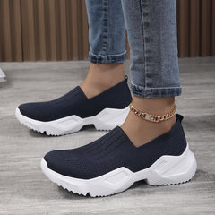Women's Knit Height Increased Sports Shoes Slip-on Walking Shoes