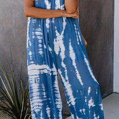 Tie Dye V-Neck Plus Size Boho Jumpsuit