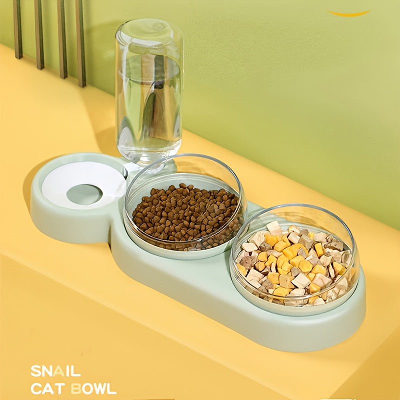 Raised Pet Bowls with Automatic Water Bottle for Dogs and Cats