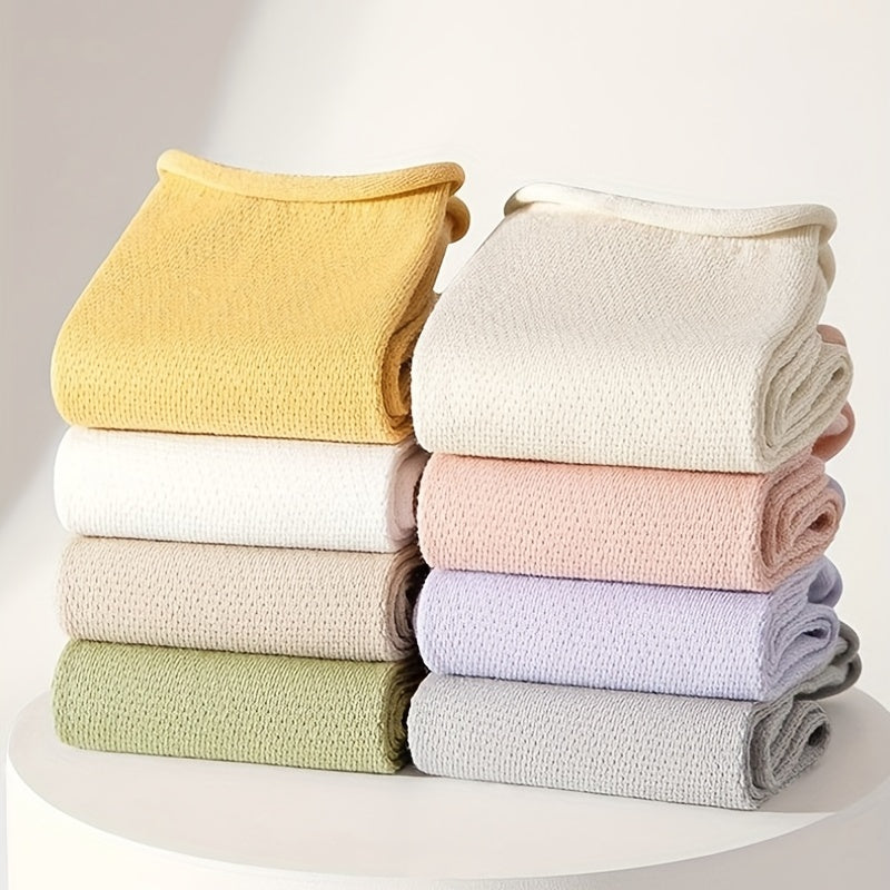 8 Pairs Mid Tube Solid Socks for Women