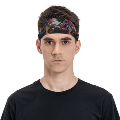 Jazz Inspired Unisex Headband Sweat Wicking Stretchy Polyester