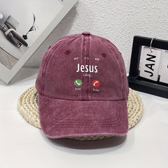 JESUS CALL Washed Denim Baseball Cap For Men And Women