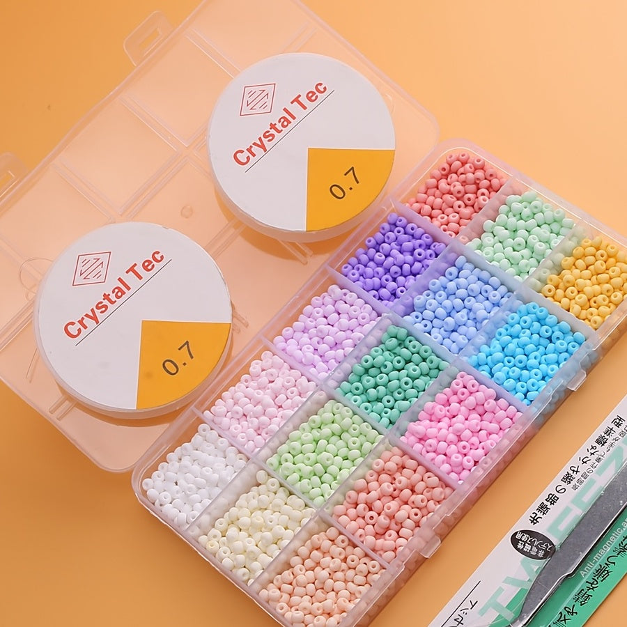 Colorful Beads Set with Elastic Threads and Tweezers