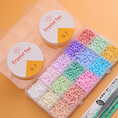 Colorful Beads Set with Elastic Threads and Tweezers