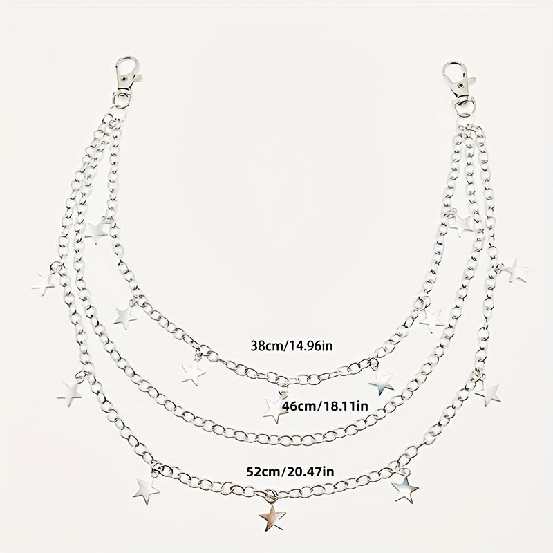 Pentagram Charm Layered Waist Chain Punk Pants Trousers Chain