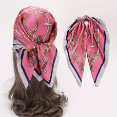 Vintage Chain Belt Print Bandana Bohemia Silk Headscarf