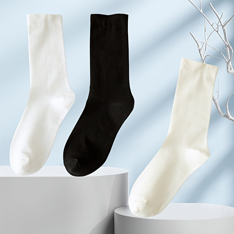 Women's Solid Socks 6-15 Pairs Comfy & Breathable Stockings