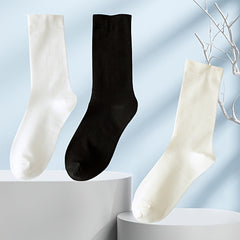 Women's Solid Socks 6-15 Pairs Comfy & Breathable Stockings