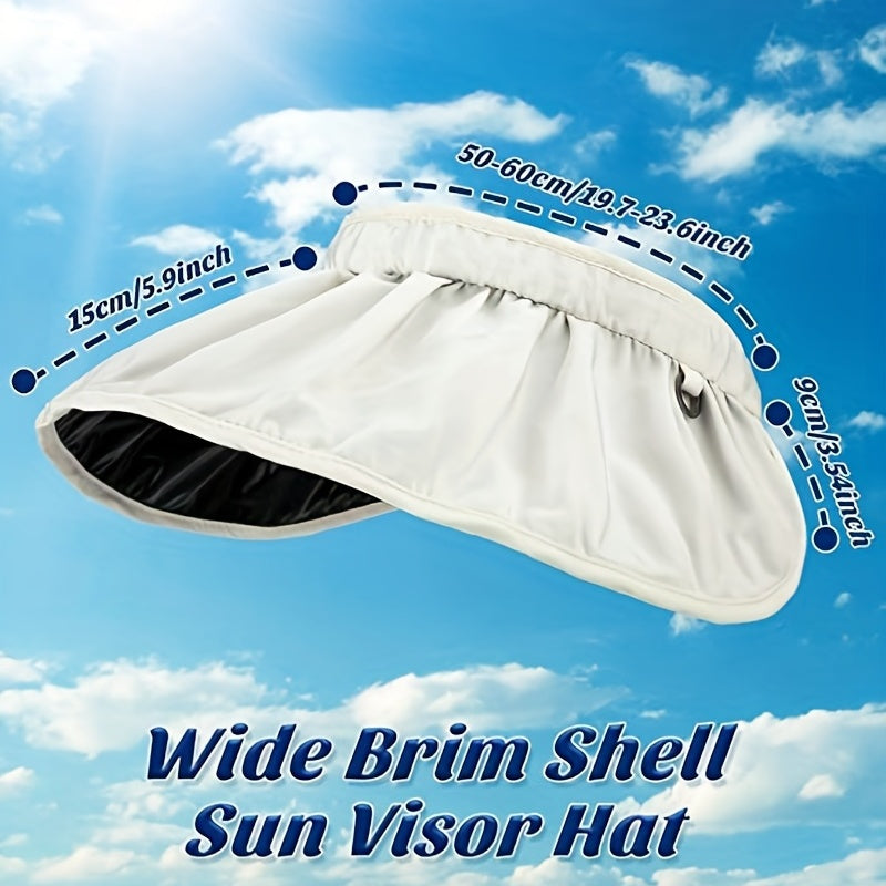 Solid Visor Hat Women Wide Brim Foldable Headband Summer UV Pro