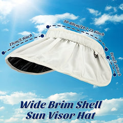 Solid Visor Hat Women Wide Brim Foldable Headband Summer UV Pro