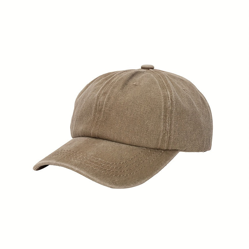 Washed Cotton Baseball Cap Retro Peaked Cap Solid Couple Cap