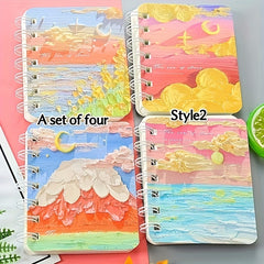 Set of 4 Cartoon Animal A7 Coil Notepad Office Notebook