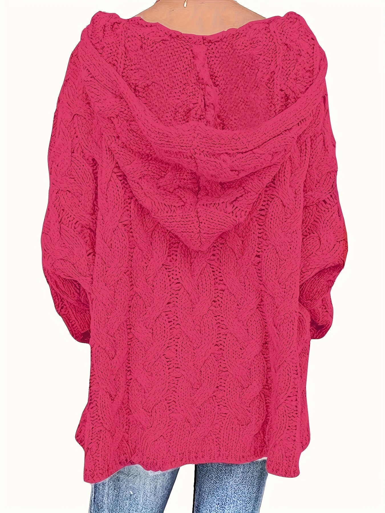  Casual Sweater Women's Solid Hooded Knitted Pullover Jumper