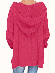  Casual Sweater Women's Solid Hooded Knitted Pullover Jumper