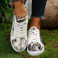 Floral Graphic Lace-Up Sneakers for Women