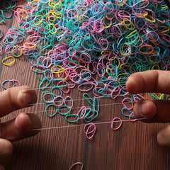 1000 Mini PU Rubber Bands Hair Ties Accessories