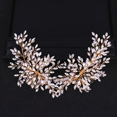 Bridal Hair Comb Silver & Golden Rhinestone Crystal Wedding