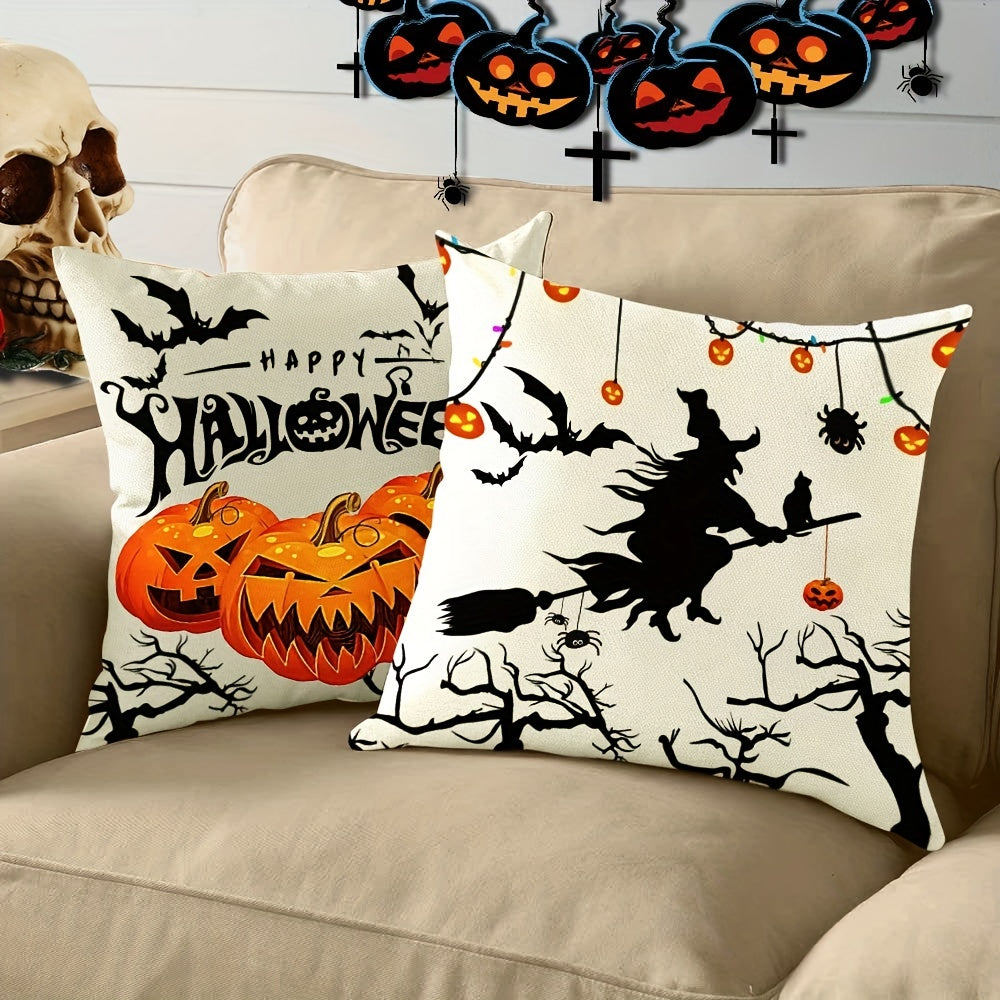 2pcs Halloween Square Cushion Cover 18''x18'' Zipper Pillow Cover Home Decor
