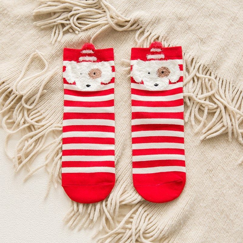 4 Pairs Christmas Print Socks Comfy Mid Tube Stockings Women's Hosiery