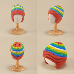 Autumn Winter Rainbow Jacquard Knitted Hat for 1-3 Years Old