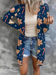  Christmas Casual Cardigan Women's Plus Graphic Print Long Sleeve
