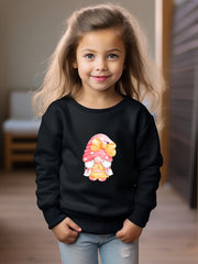 Girls Elf Pattern Crew Neck Long Sleeve Sweatshirt for Spring Fall